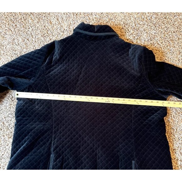 Chaps Jacket Black Velveteen Quilt Diamond Print Buttons Pockets Lined Size 3X - Picture 9 of 16